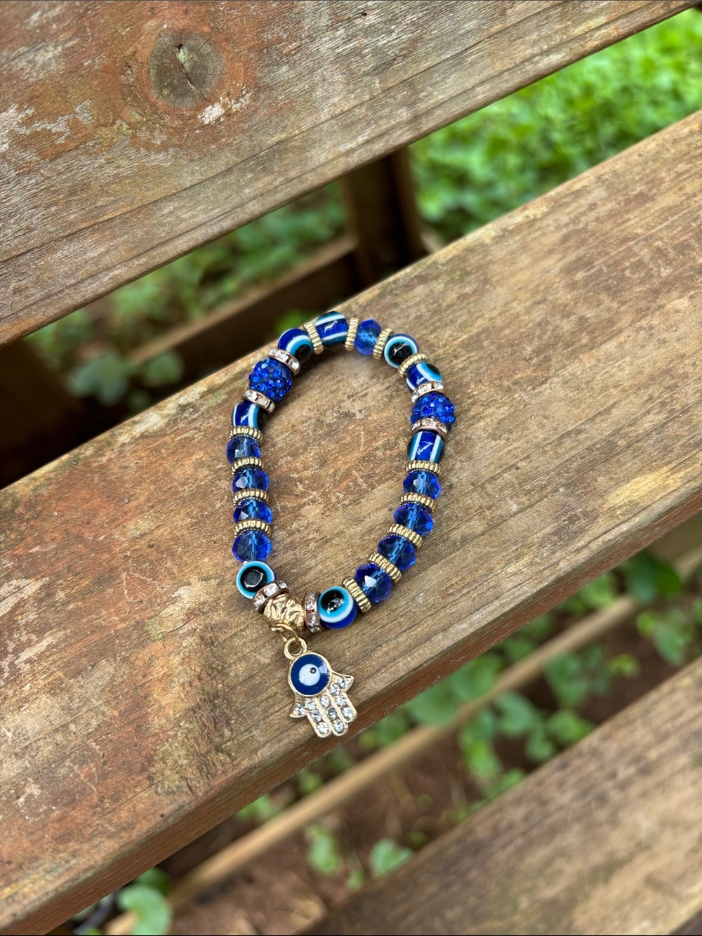 Blue Hamsa & Evil Eye Beaded Bracelet - Women's Jewelry